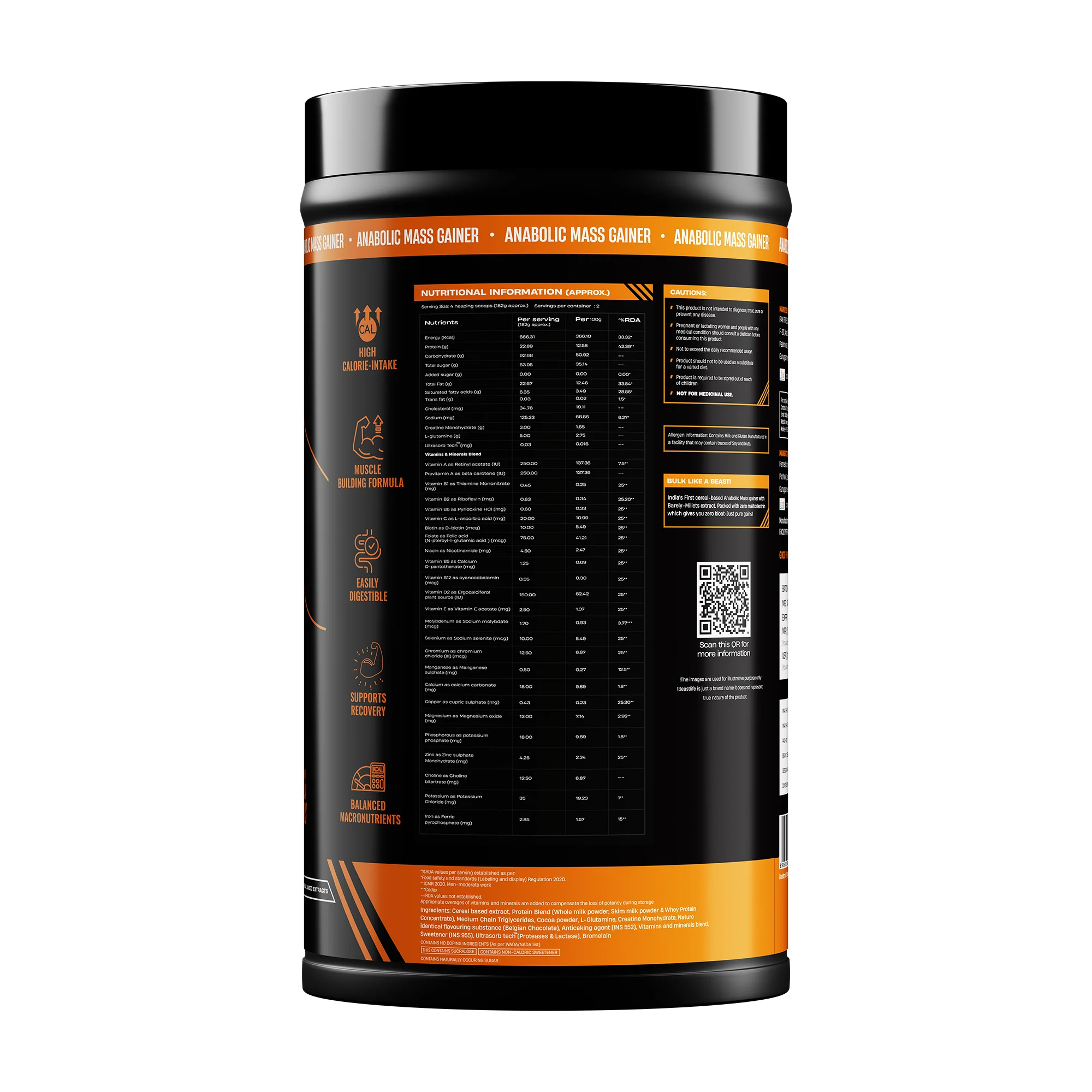 Anabolic Mass Gainer with Ultrasorb Tech | No Maltodextrin | Belgian Chocolate | 500 g - Image 8