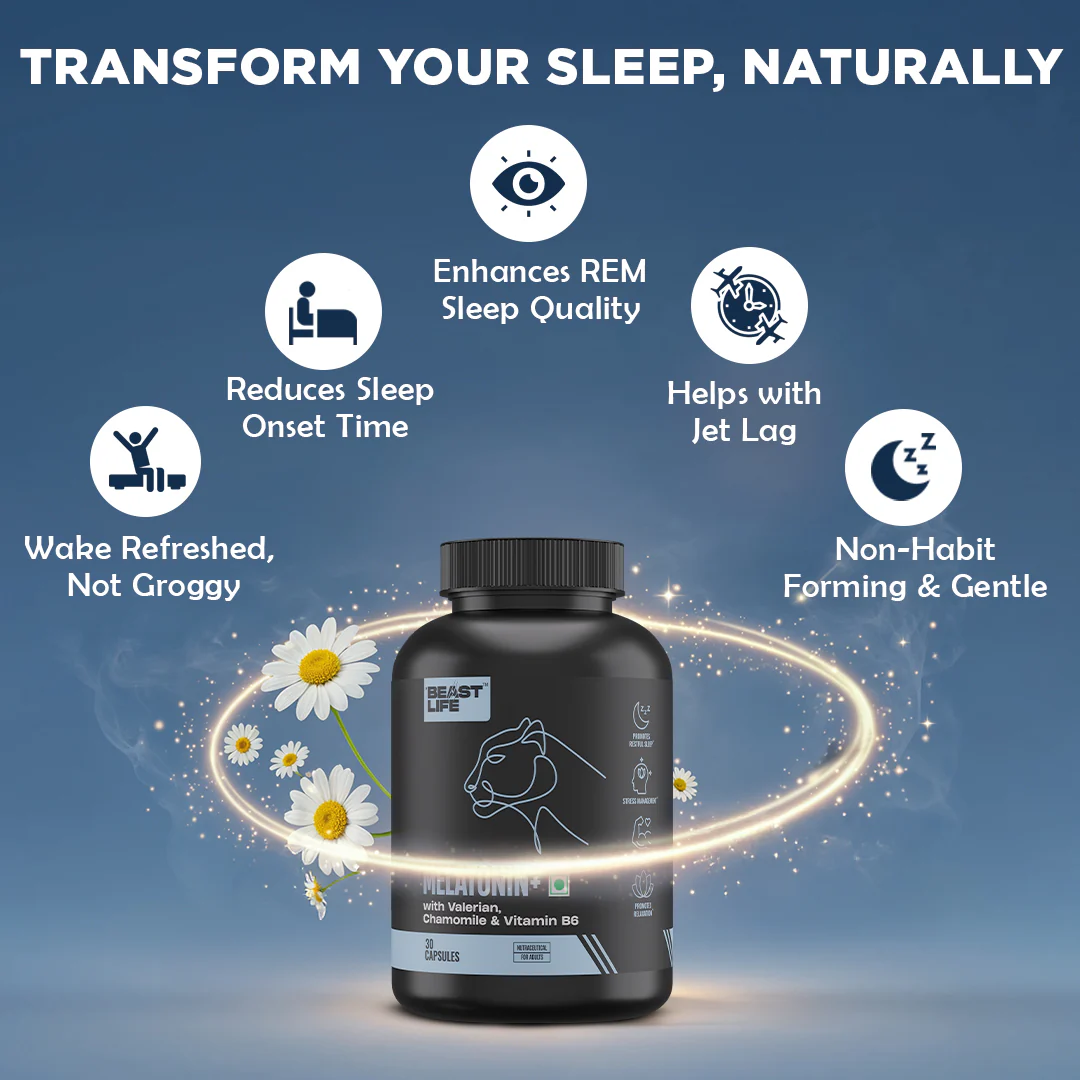 Sleep Support Combo | Melatonin+ 5 mg with Valeriana & Chamomile | 60N + Sleep Mask - Image 4